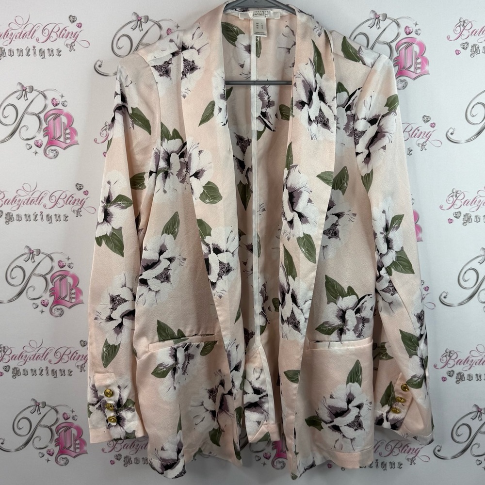 Streetwear Society blazer cardigan flowers light Pink purple Floral Jacket